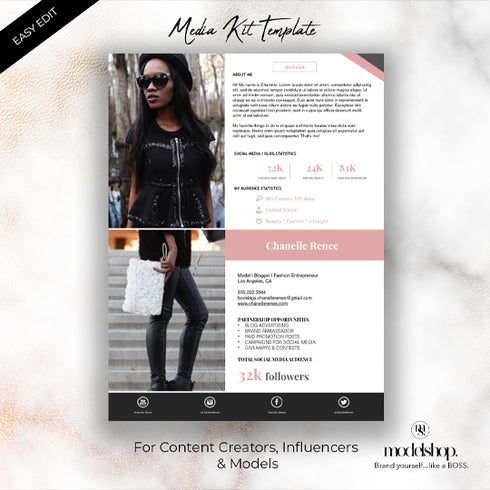 Media Kit + Rate Sheet BUNDLE for Models & Influencers (CANVA Editable)